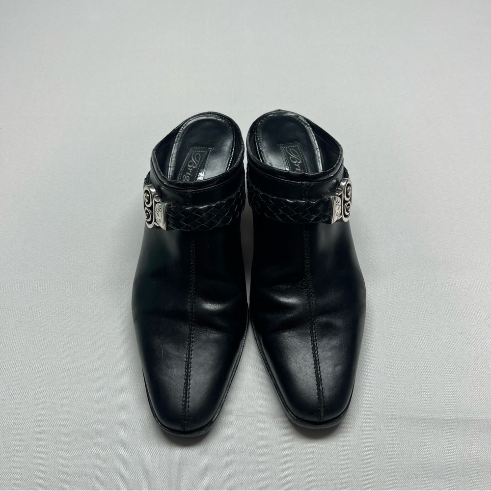 Brighton Western Black Leather Heeled Mules Sz 6.5 - Picture 2 of 9